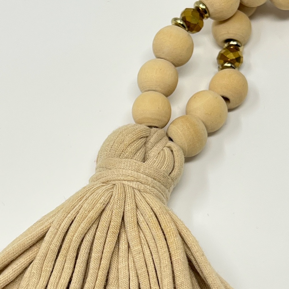 Wood Bead Tassel Necklace Rustic Farmhouse Beaded Jewelry  Boho Accessories Rope - Picture 9 of 12